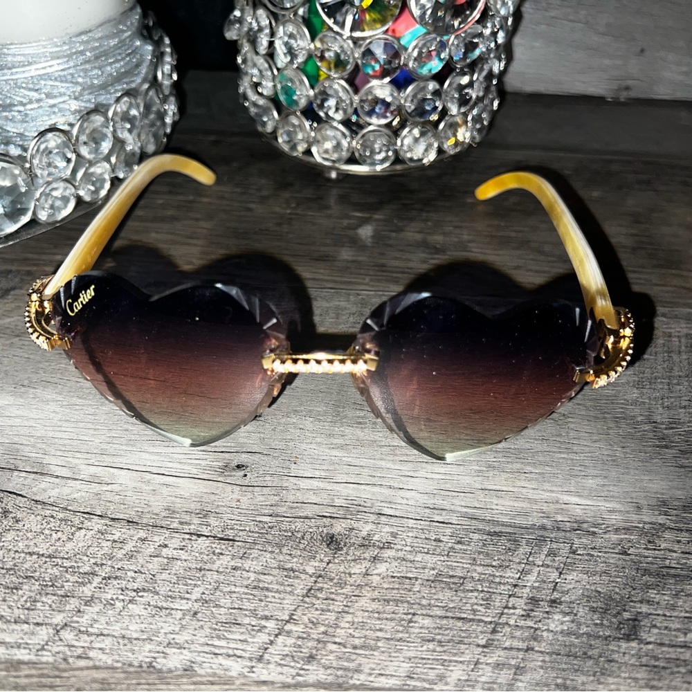 AUTHENTIC & CUSTOM 💎DIAMOND💎 CARTIER FRAMES (heart shape lenses) - Picture 3 of 8